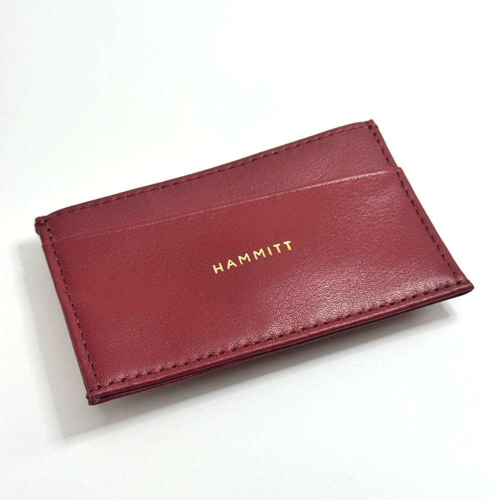 Hammitt Leather ID Card Case Burgundy Red ID Window Gold Logo Slim NEW